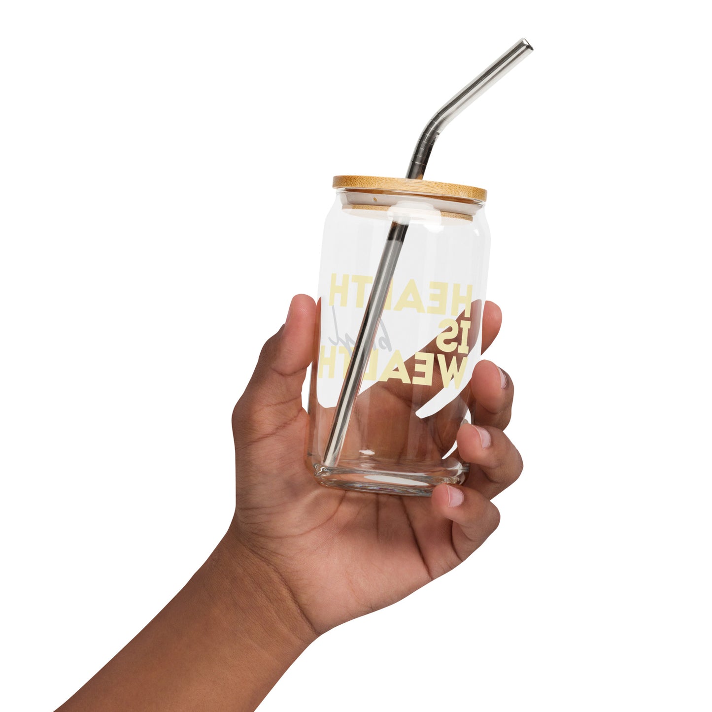 Health is Wealth glass