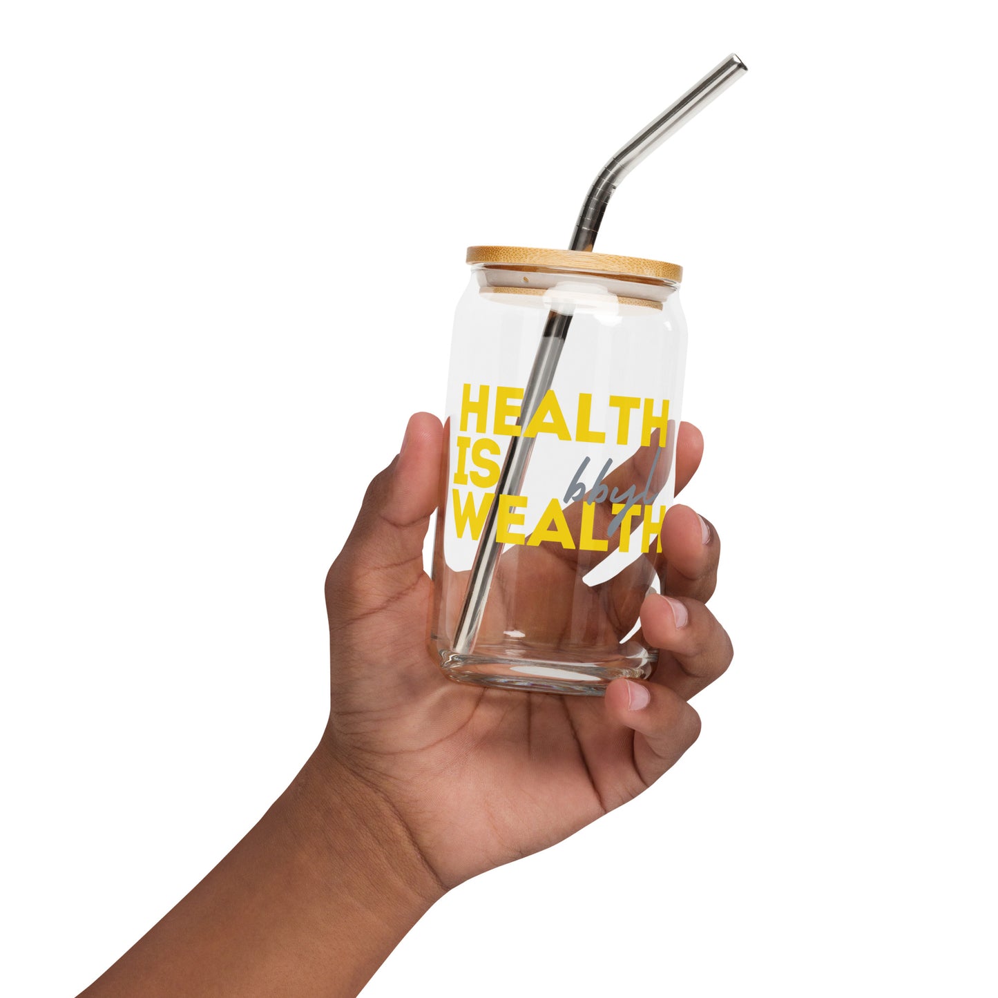 Health is Wealth glass